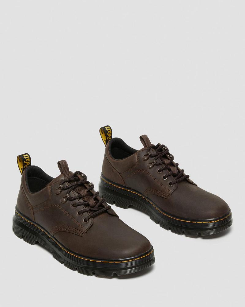 Dr Martens Reeder Crazy Horse Leren Utility Vrijetijdsschoenen Dames Donkerbruin | NL 666VRW